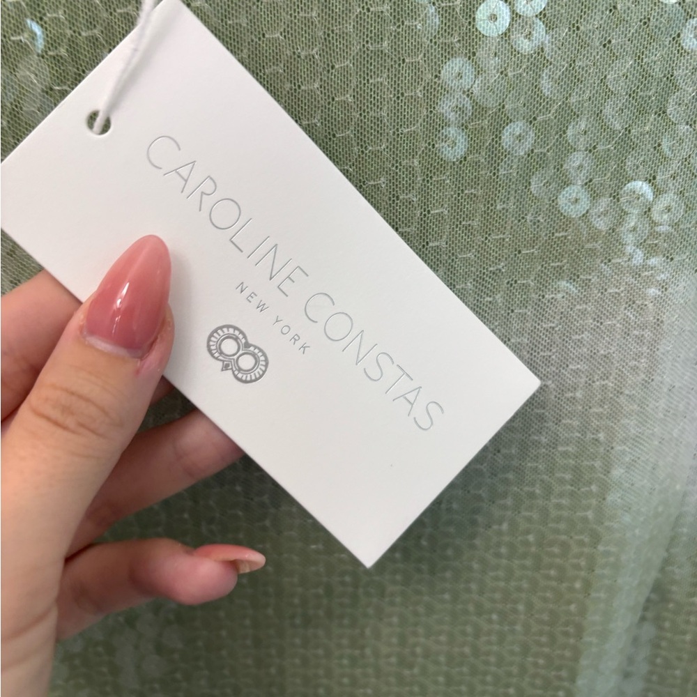 NWT Caroline Constas Mint & White Sequin Dress - Picture 5 of 6